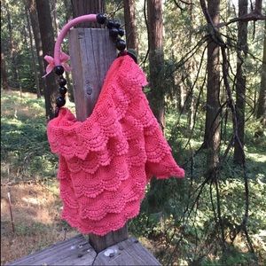Kreativekristen original upcycled pink crochet look handbag HP 24